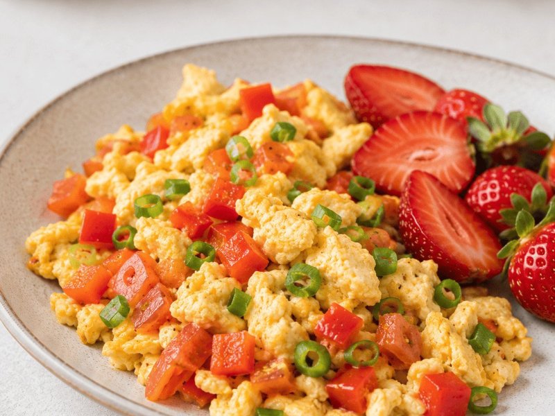 Veggie Scramble with Strawberries
